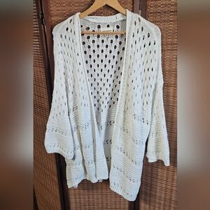 Lucky Brand White Open Knit Cardigan Size XL